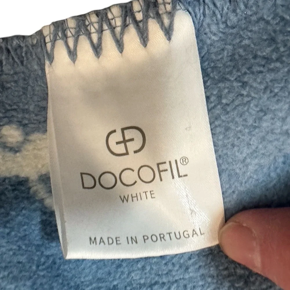 Docofil Car Print Baby Blanket Blue White Reversible Cotton Blend Portugal 48x59