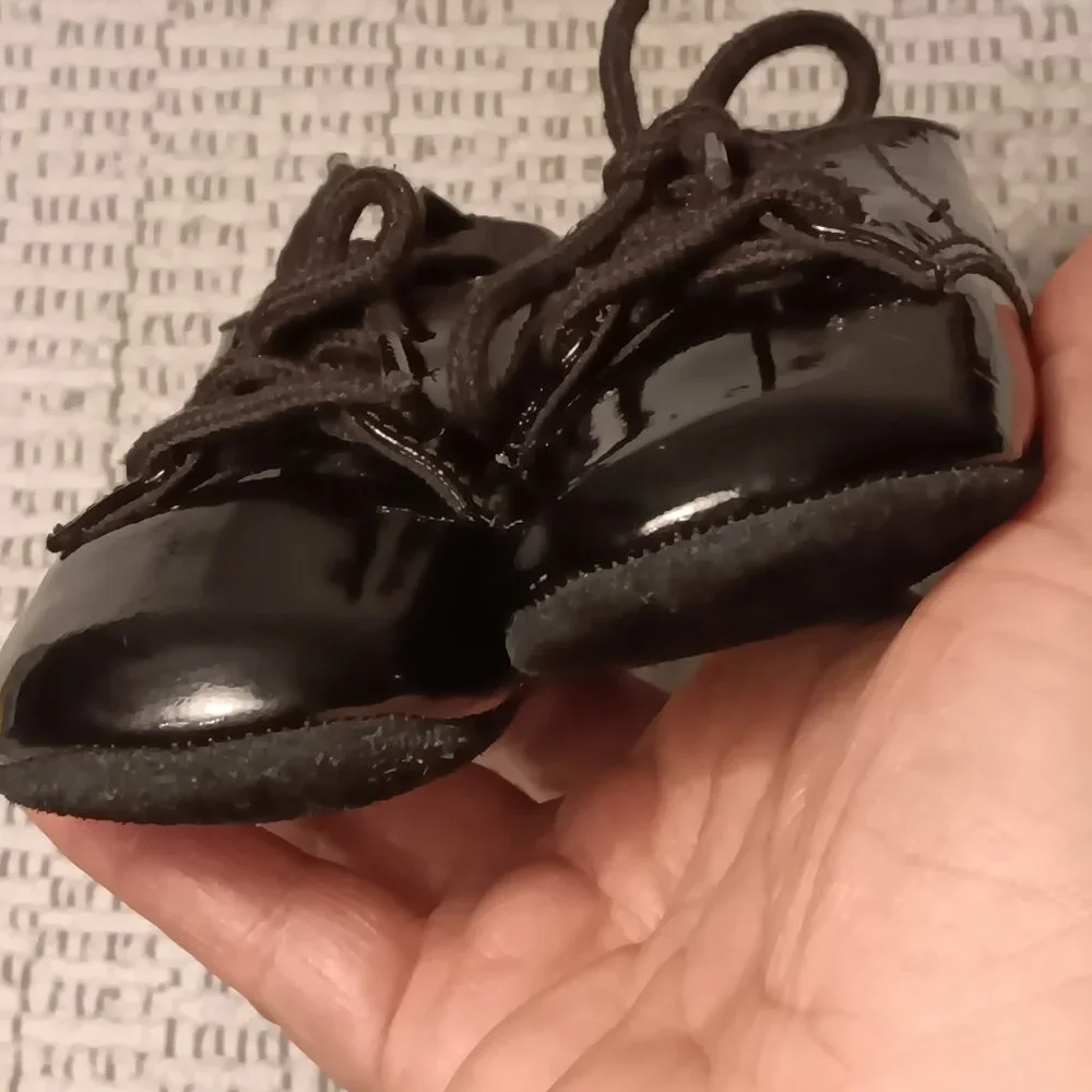 Gymboree baby infant black patent leather lace up dress formal crib shoes sz 4