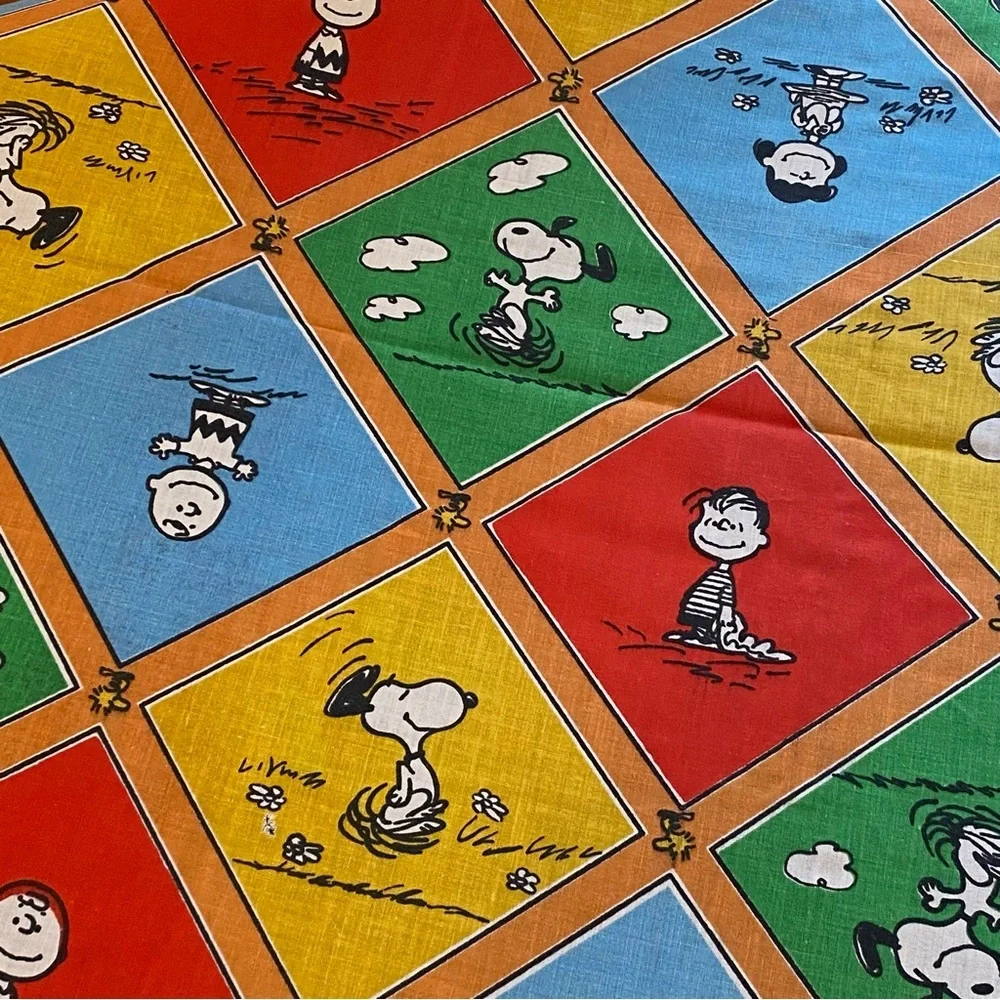 Vtg Peanuts Charlie Brown Snoopy Twin Flat Sheet & Pillow Case Colorful Quotes