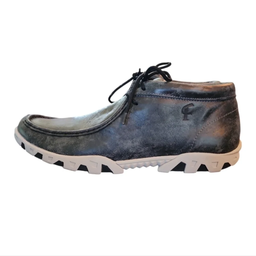 Ferrini Rogue Mens Rogue Driving Shoes Black Distressed Leather Moc Toe 11 D New
