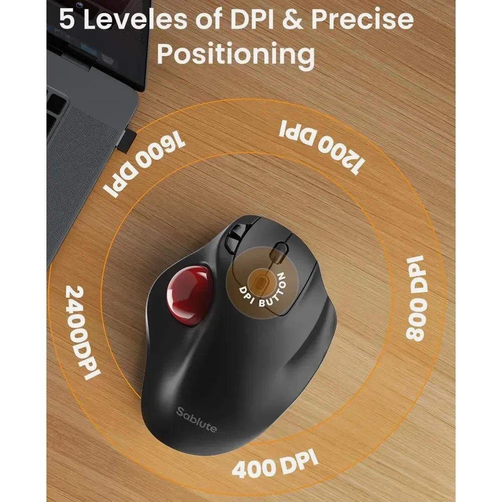 MAM2 Wireless Trackball , Rechargeable Ergonomic with Thumb Control for 3 Dev...
