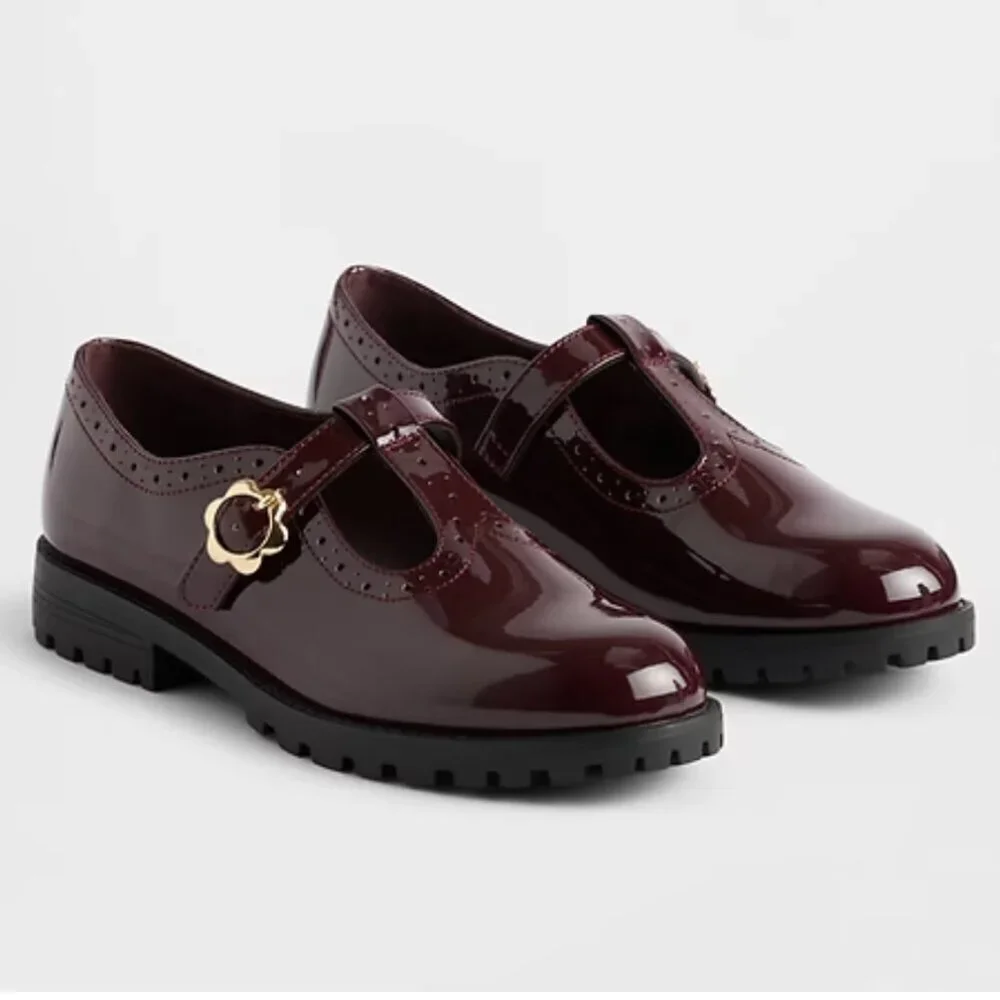 GAP Kids T-Strap Loafers - Burgundy Size 5