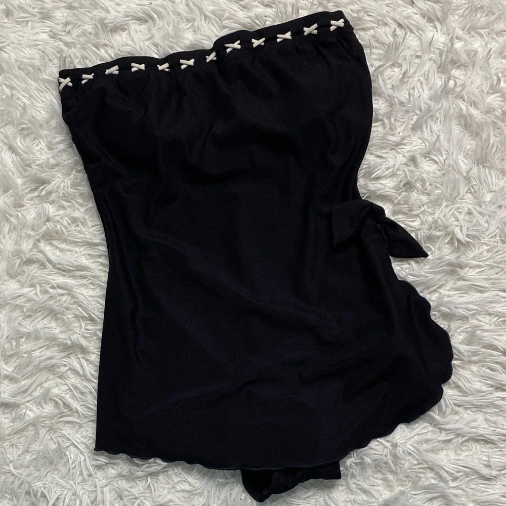 Vintage Maxine of Hollywood Strapless Swimdress with White Trim