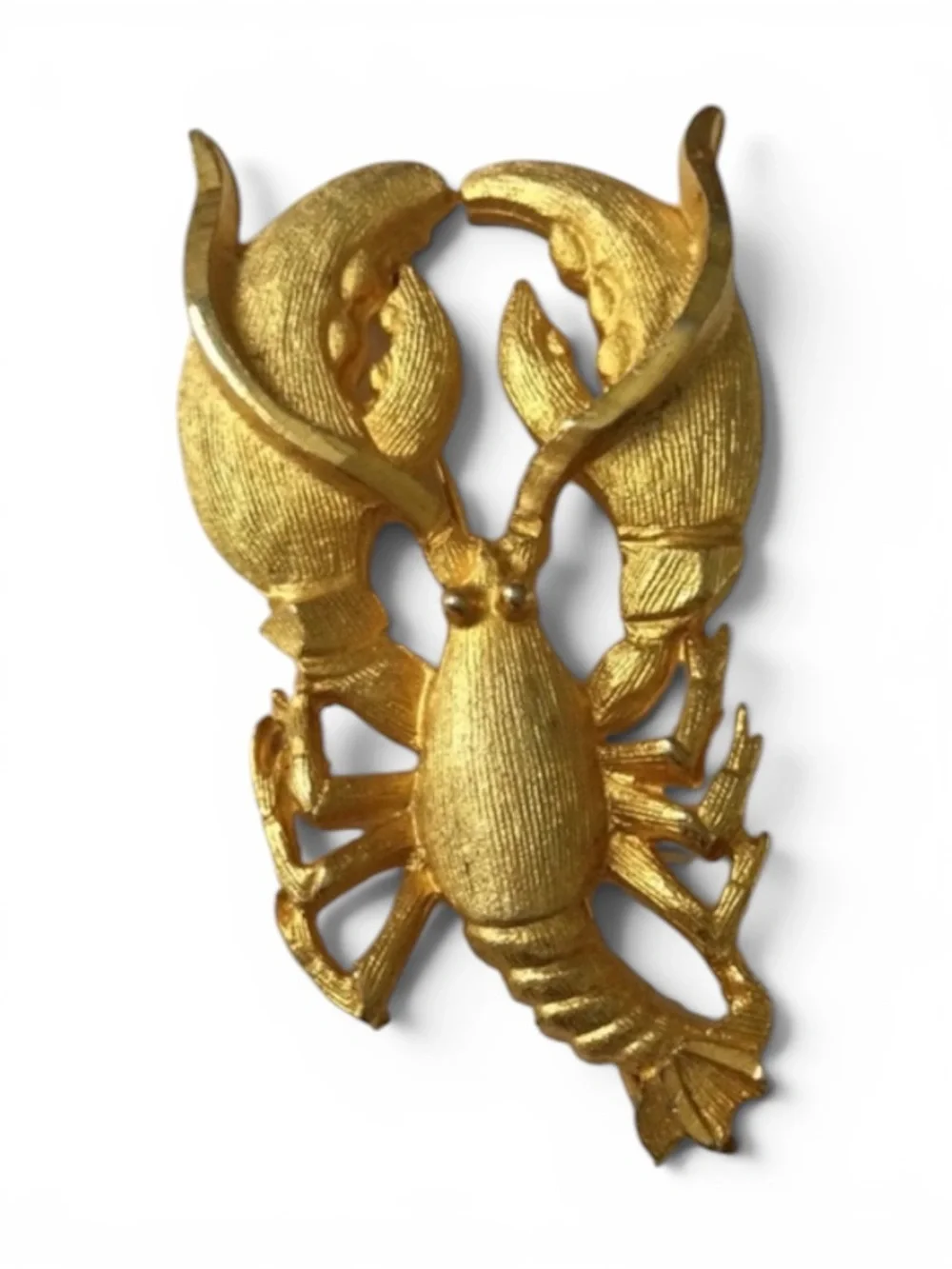 Vintage 1960s-70s Brushed Gold‑Tone Lobster Brooch