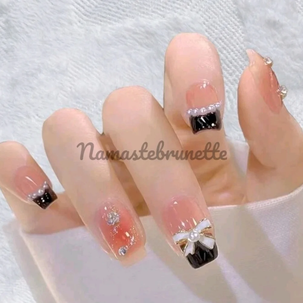 2/$16 Bow Rhinestone Press On Nails