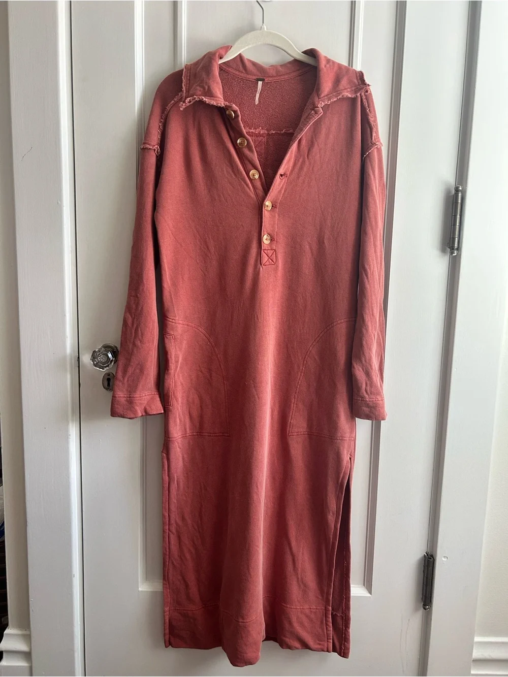 FREE PEOPLE Sz S ON MY WAY POLO PULLOVER DRESS IN CORAL