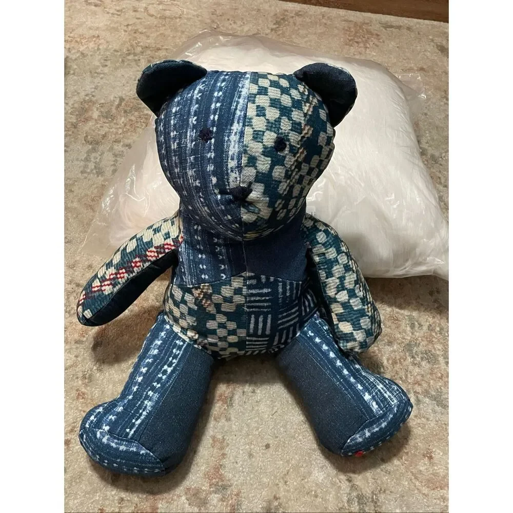Pottery Barn Nelson Patchwork Teddy Shaped Pillow NIP