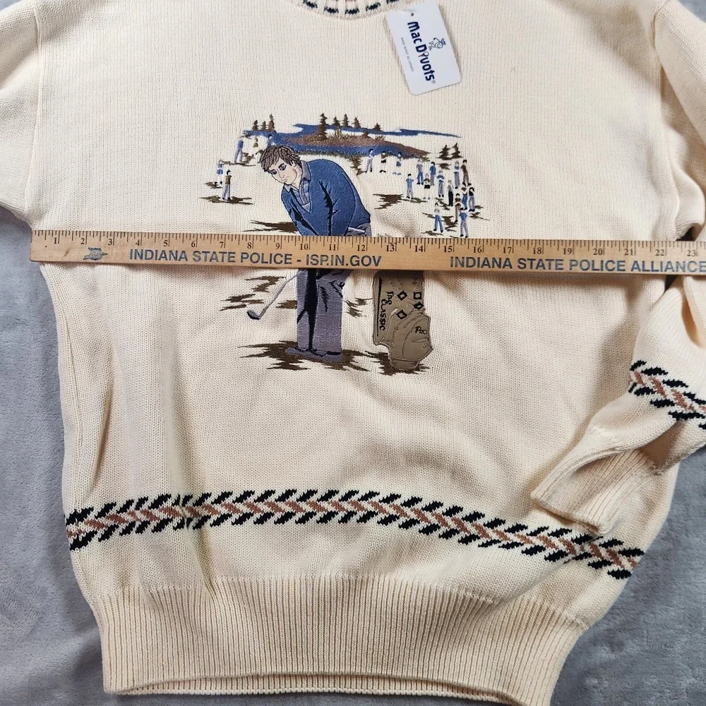 VTG Mac Divots Golfer Embroidered Sweater Grandpa Colorful Grunge 80s/90s‎ XL