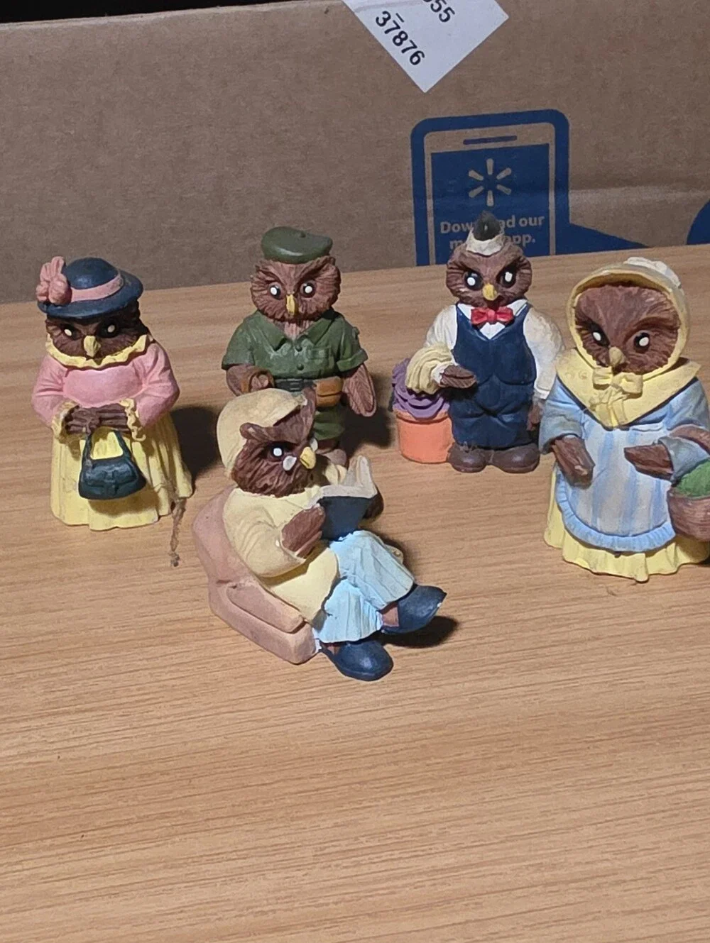Lot of 5 Owl People 2 Inch Figurines marked J.C. 1991