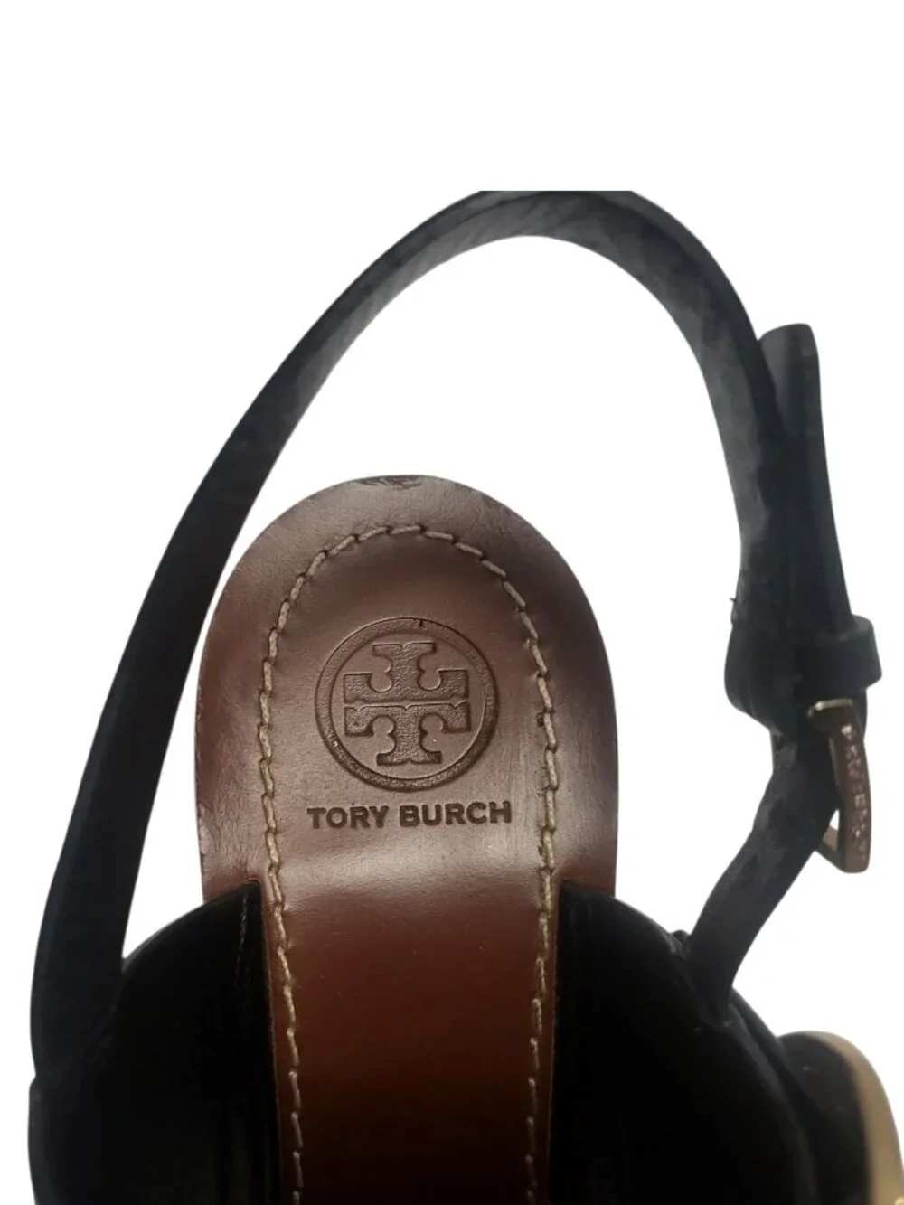 Tory Burch Thames Sandal Two-Tone Black & Brown Leather