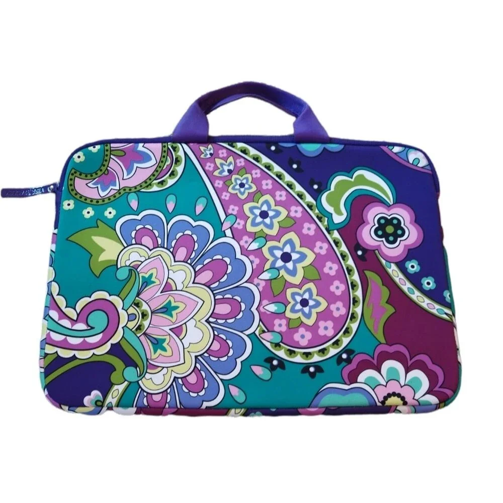 Vera Bradley Neoprene Paisley Floral Heather Laptop Bag