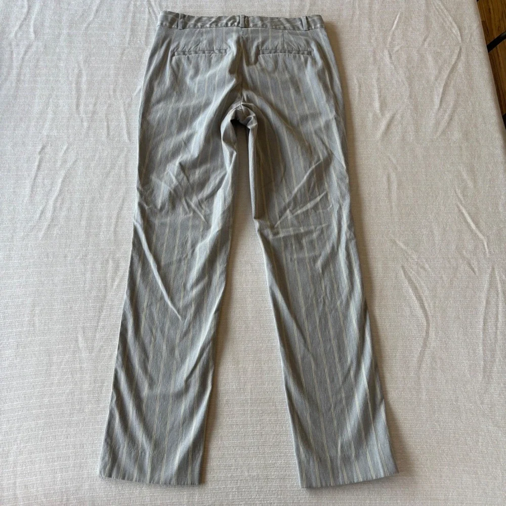 Banana Republic Ryan Pinstripe Trousers Gray Yellow Linen Blend Straight Leg 4
