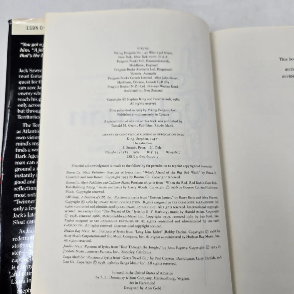 The Talisman Stephen King Peter Straub First Edition 1984 Viking Hardcover Book
