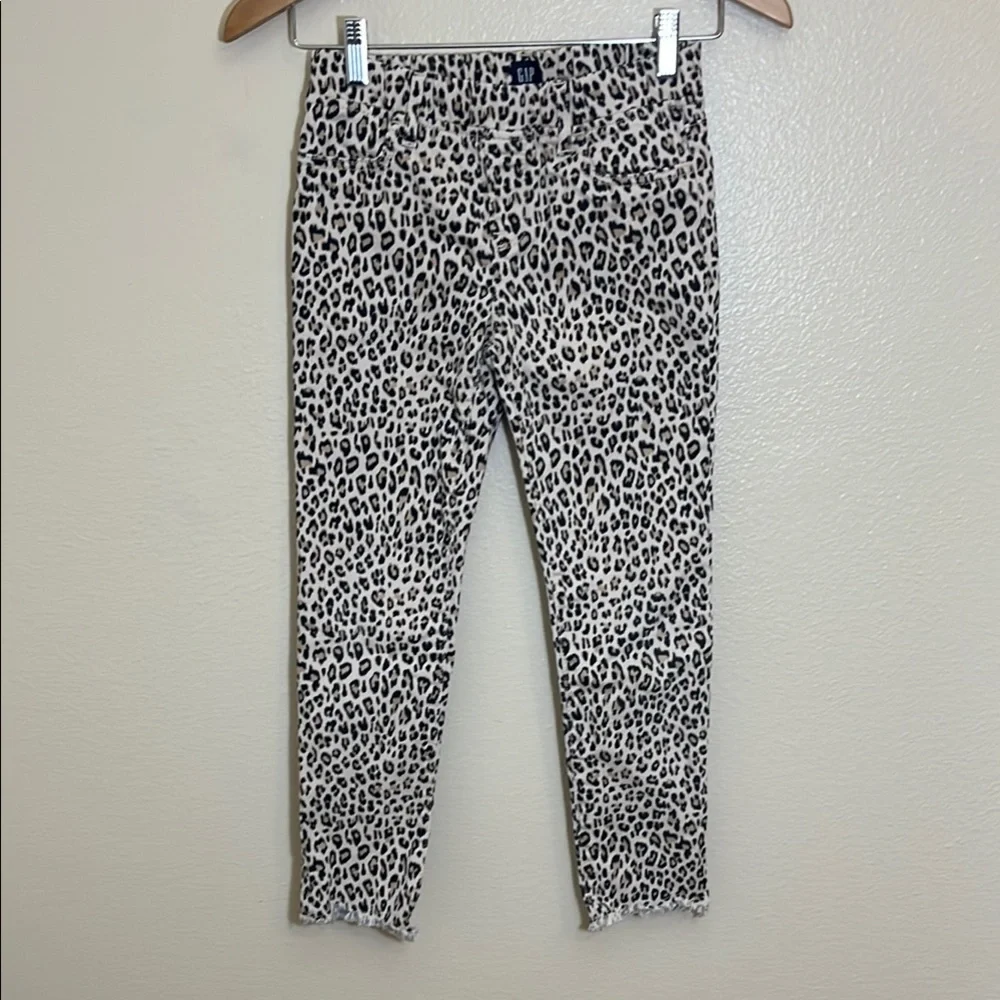 Gap Leopard Print Frayed Hem Pull On Stretch Jegging Ankle Jeans