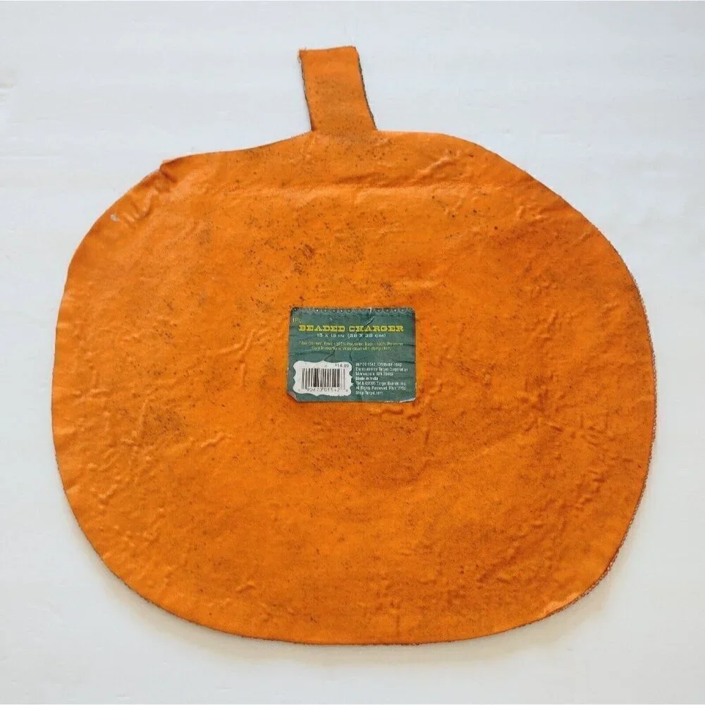 Vintage 2005 Target Halloween Beaded Charger 15 X 15 Pumpkin Jack O Lantern