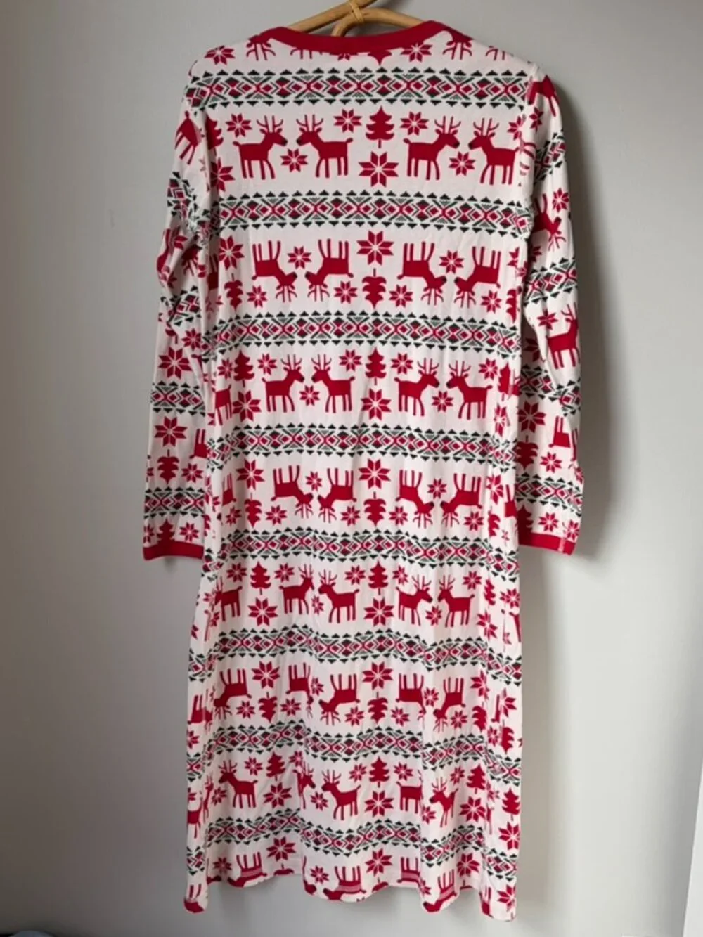Hanna Andersson‎ Dear Deer Henley Nightgown Long Sleeve Fair Isle Christmas XS