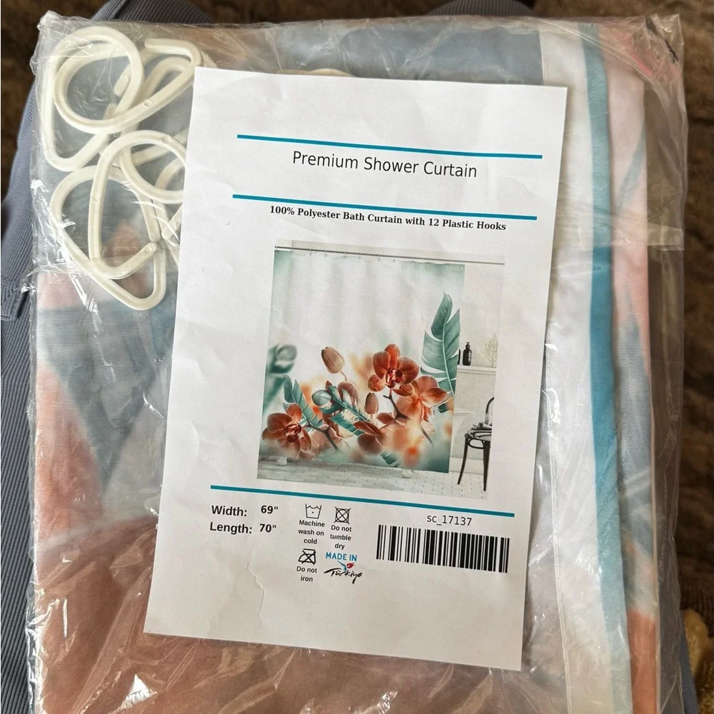 Premium Floral Polyester Shower Curtain - Multi-Color