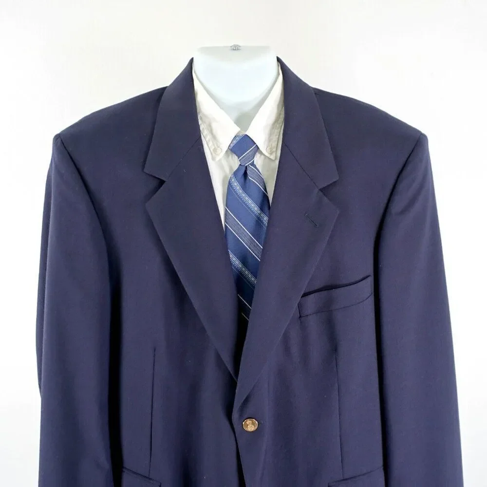 Savile Row Wool Blue 2 Gold Button Blazer 44R‎