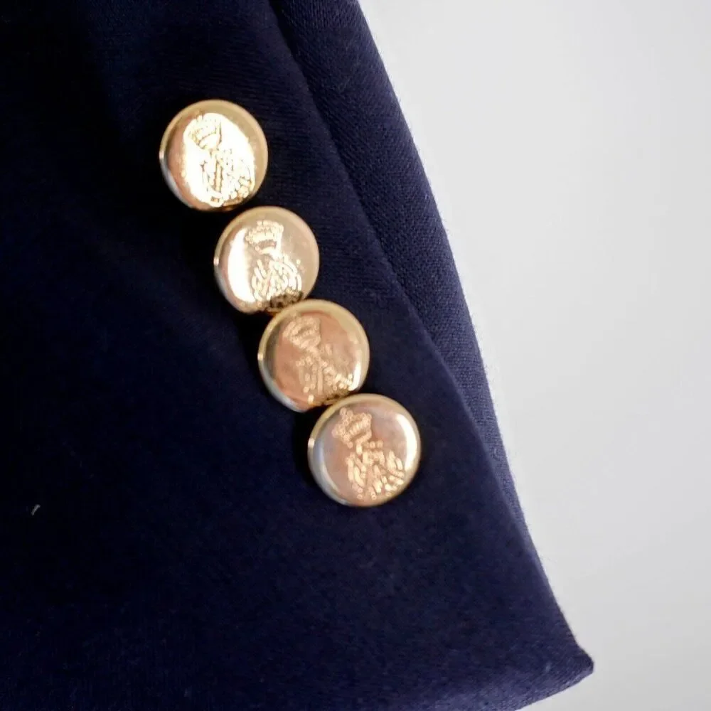 Savile Row Wool Blue 2 Gold Button Blazer 44R‎