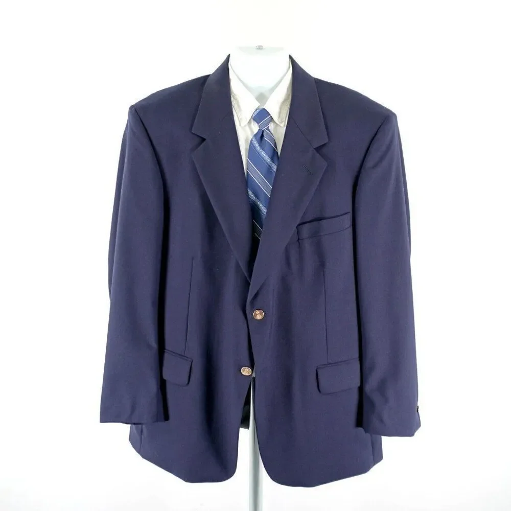 Savile Row Wool Blue 2 Gold Button Blazer 44R‎