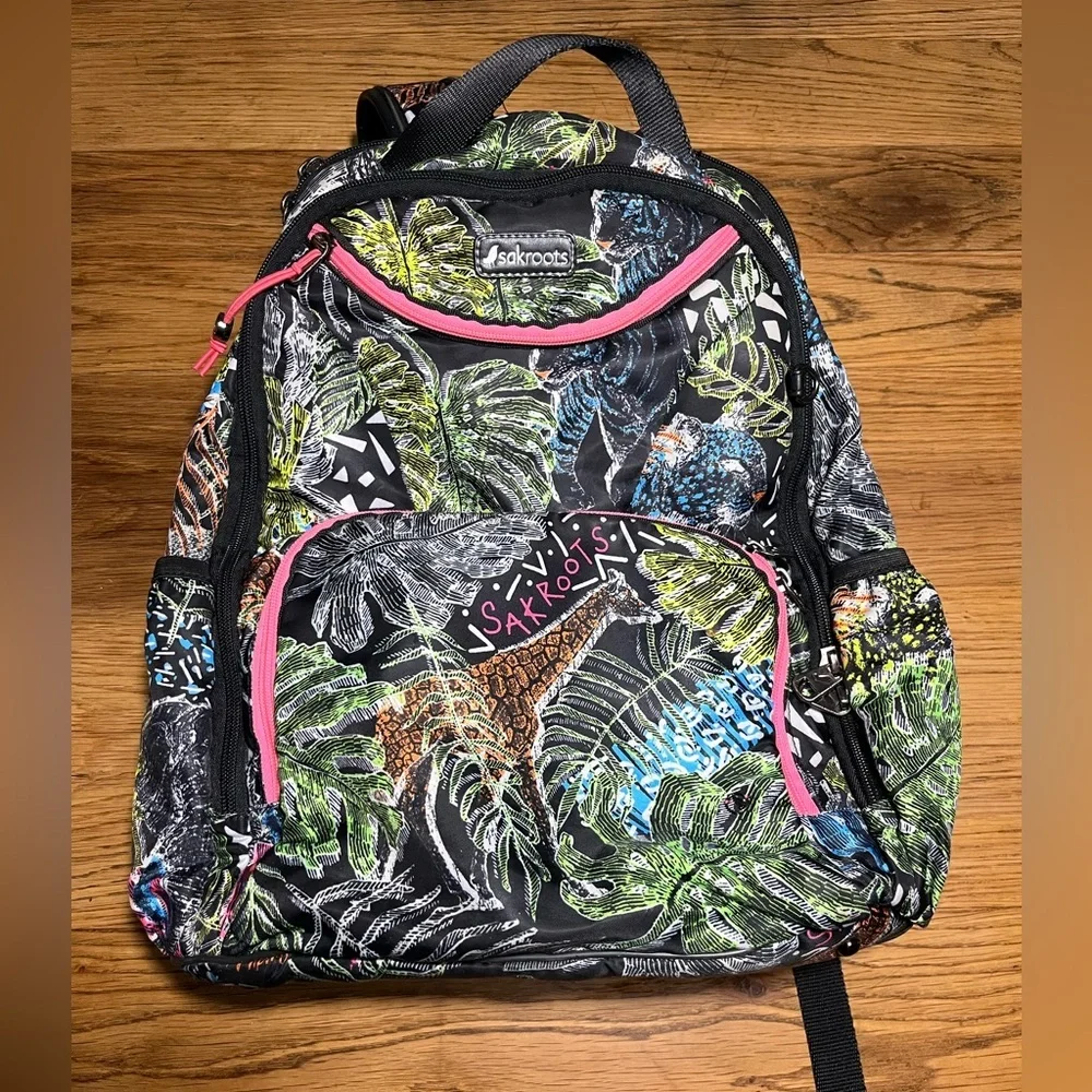 Sakroots Artist Circle Laptop Backpack | Black Wildlife | Fits 15” Laptop