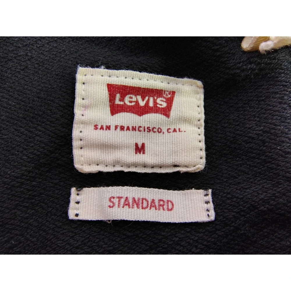 Levis Mens Sweatshirt Black Camo Batwing Logo Graphic Pullover Fleece Crewneck M