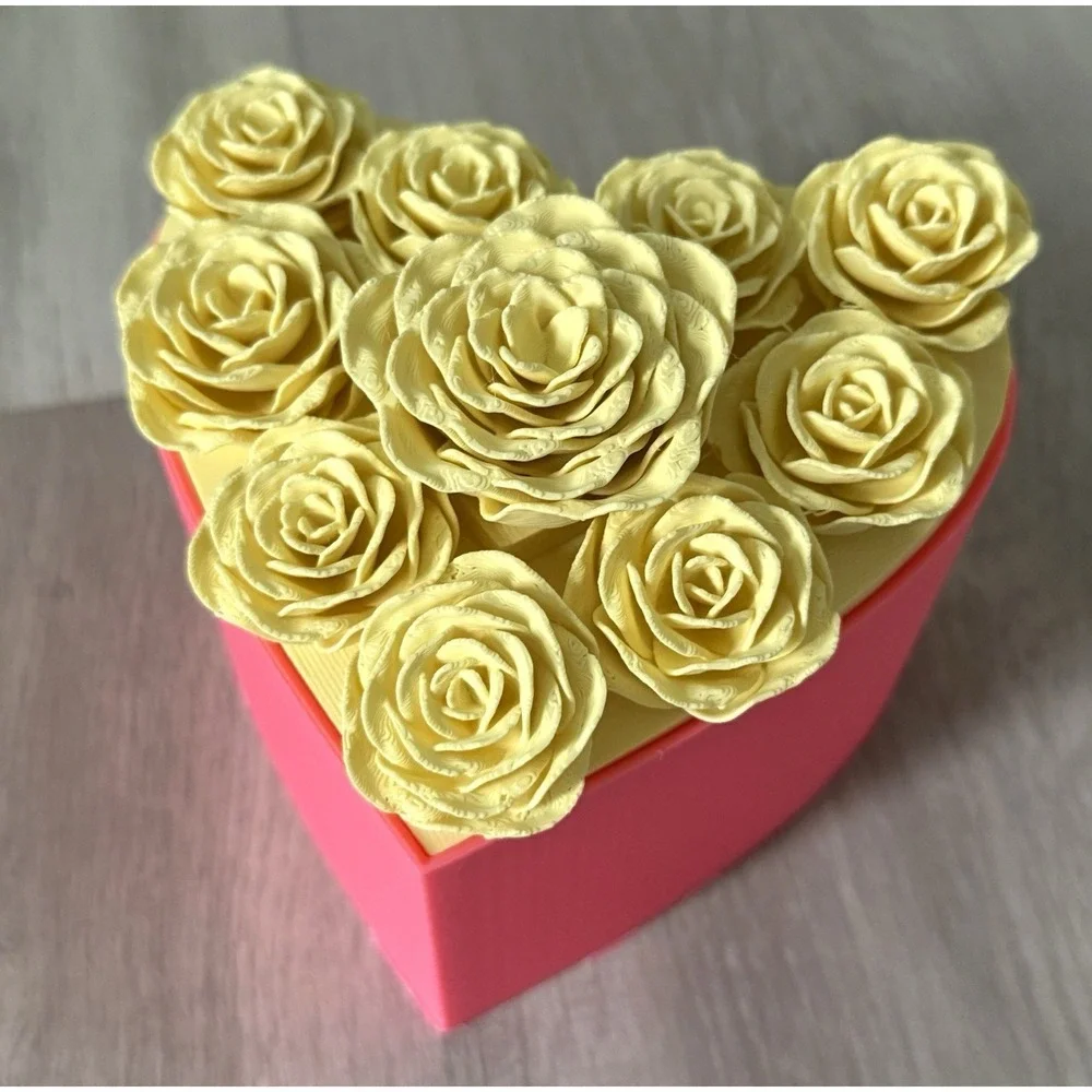 Roses Heart Container Valentine's Day 3D printed jewelry box gift