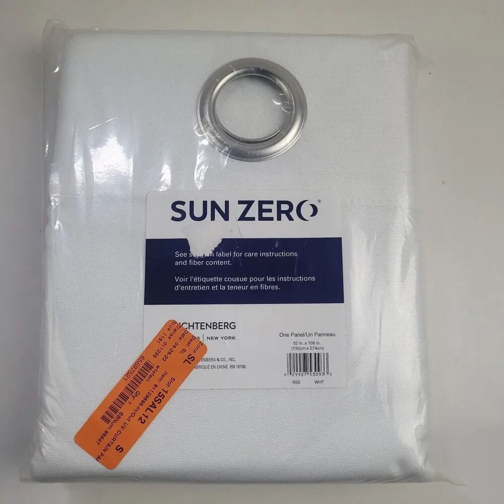 NEW Sun Zero 52 x 108 One Grommet curtain panel 'White' #CT180