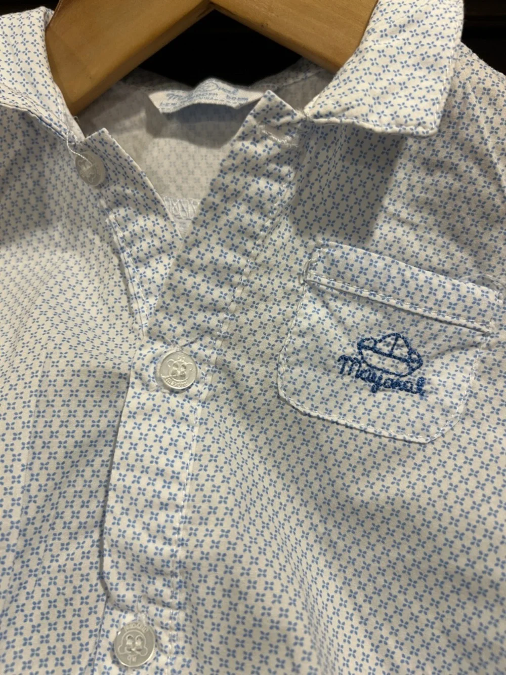Mayoral Newborn Onesie Dress Shirt.