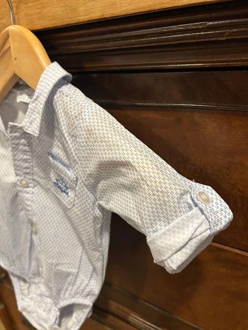 Mayoral Newborn Onesie Dress Shirt.