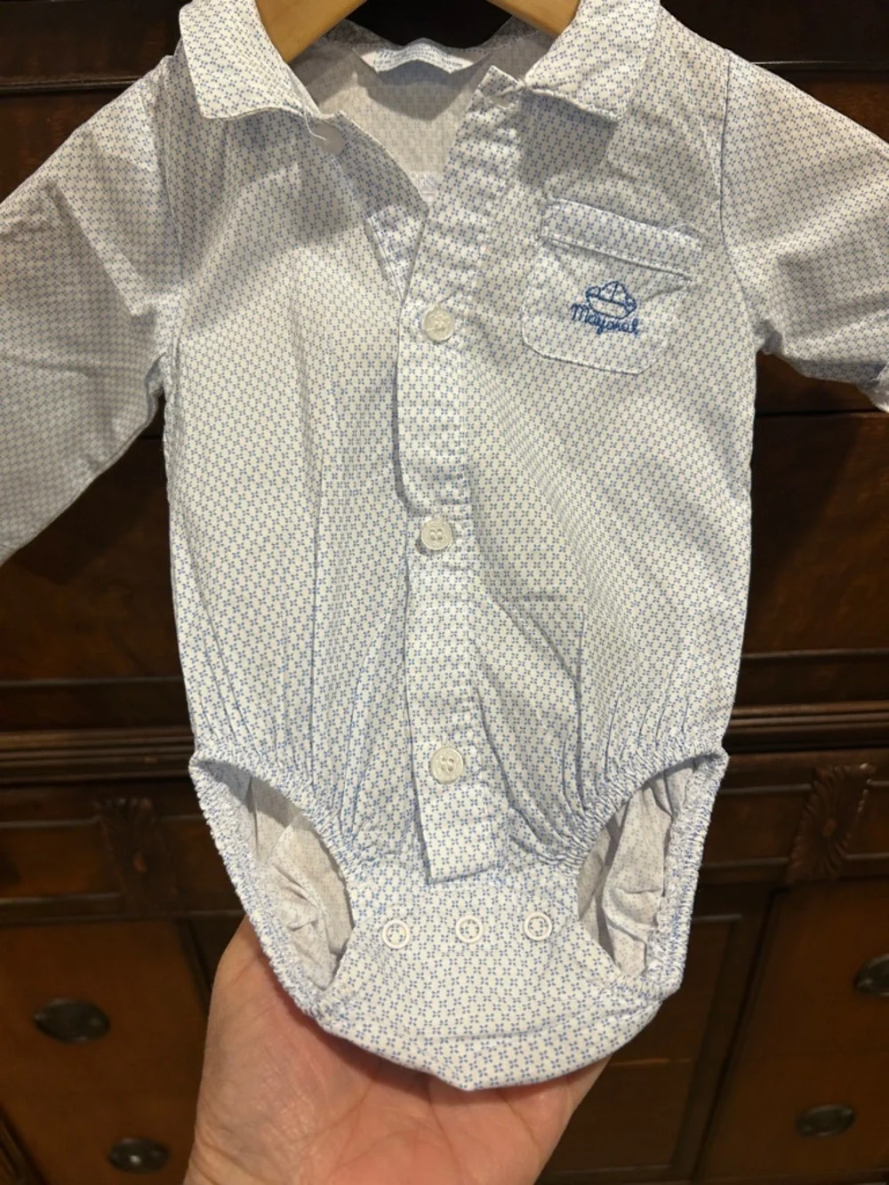 Mayoral Newborn Onesie Dress Shirt.