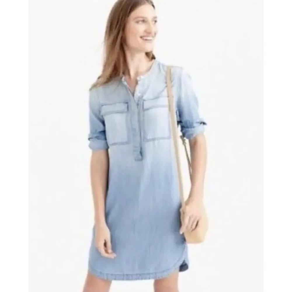 J. Crew‎ Drapey Chambray Shirtdress Blue Size XS