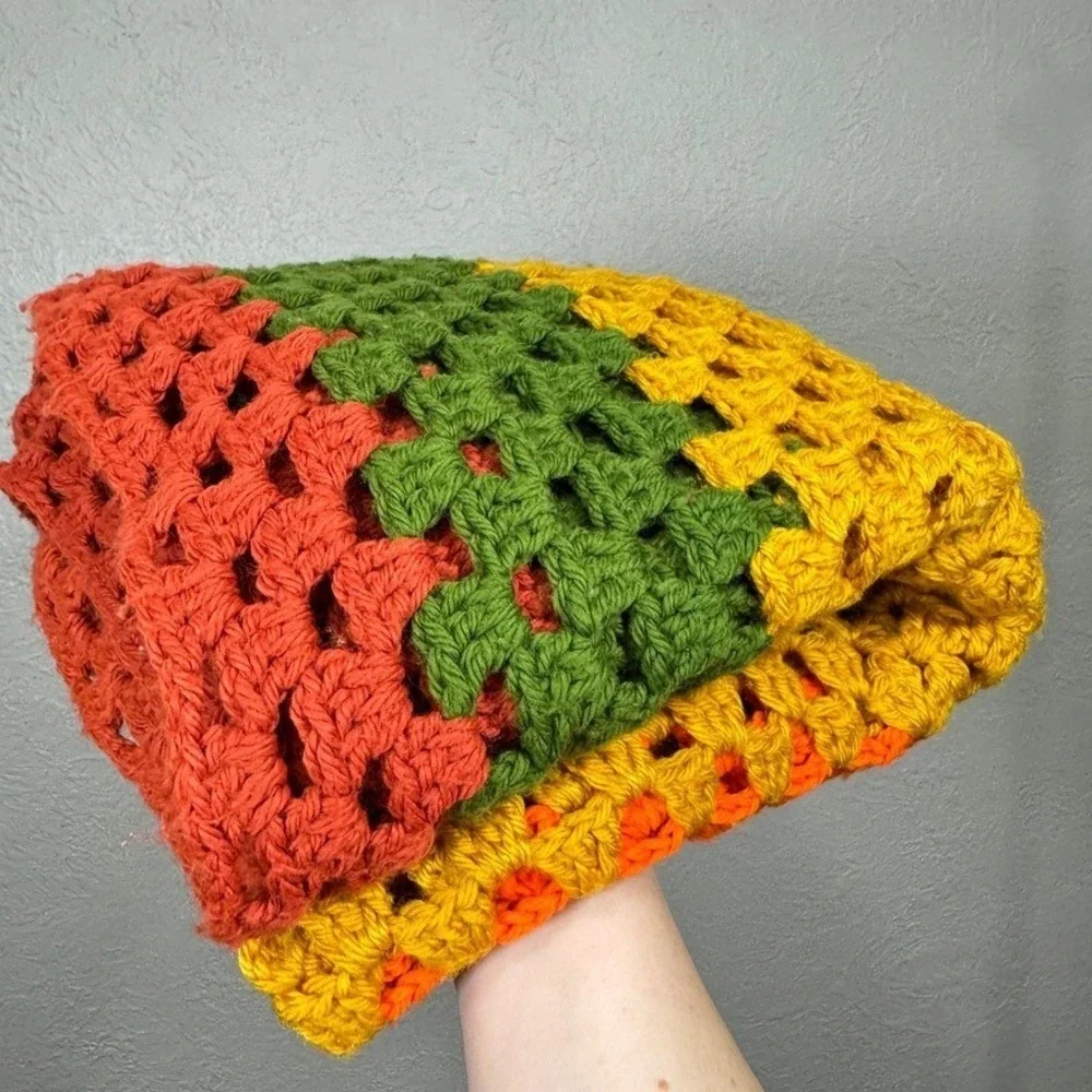 Vintage Handmade Crochet Afghan Throw Blanket 48X48