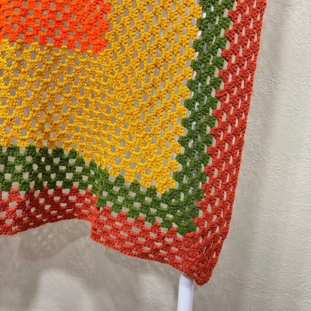 Vintage Handmade Crochet Afghan Throw Blanket 48X48