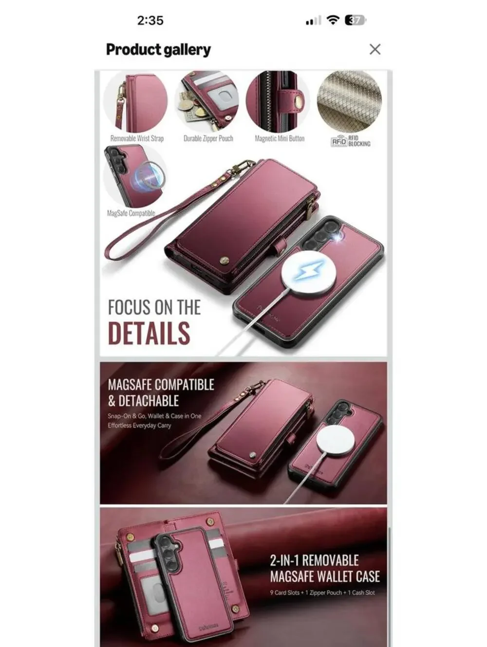 Defencase Magnetic Wallet Case for Samsung Galaxy S25 6.2 inch - Wine Red