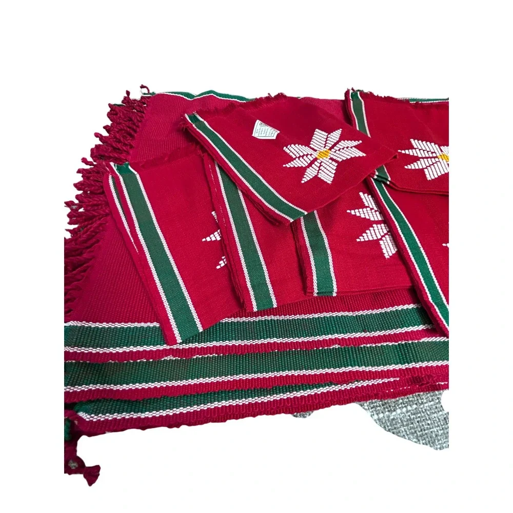 Maya Works Guatemala Hand‎ Woven Cotton Tablecloth Placemats Holiday Napkins x 6