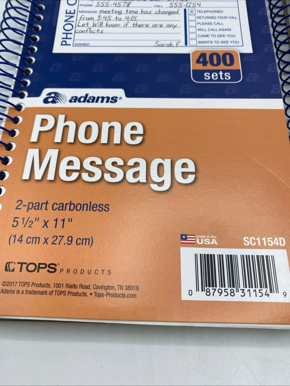 Adams message book