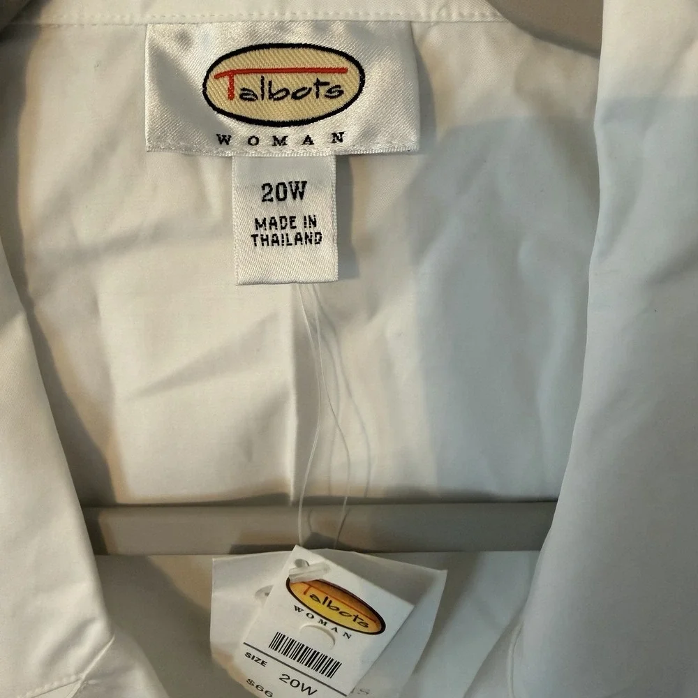 NWT Talbots Woman Career Blouse 22W White 100% Cotton ButtonUp Sleeveless Office