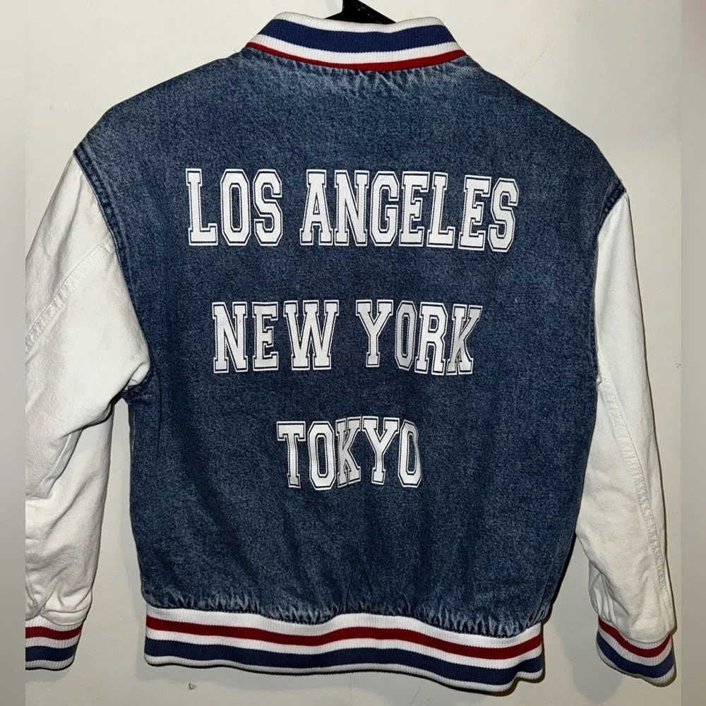 Zara Kids Unisex Denim Varsity Jacket