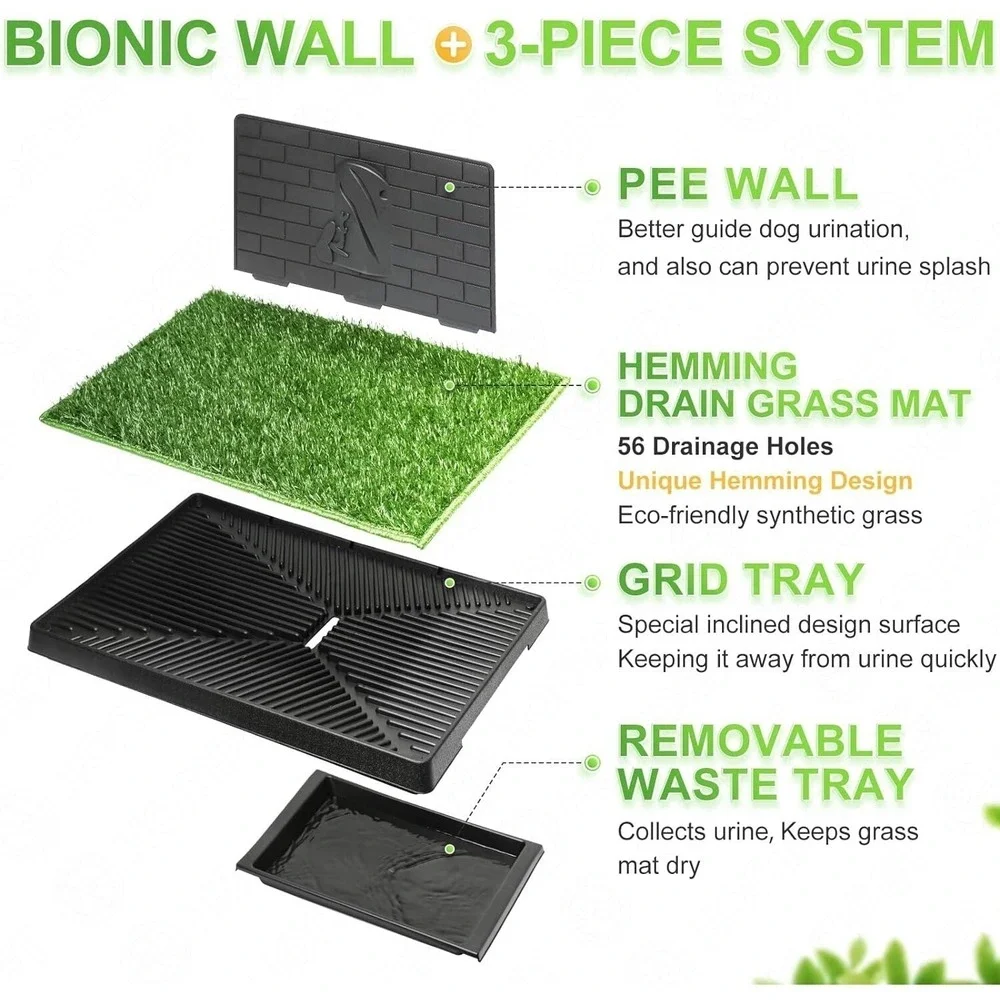 Hompet Dog Grass Pad with Tray 30x20 Large Reusable Artificial Turf Puppy‎ Potty