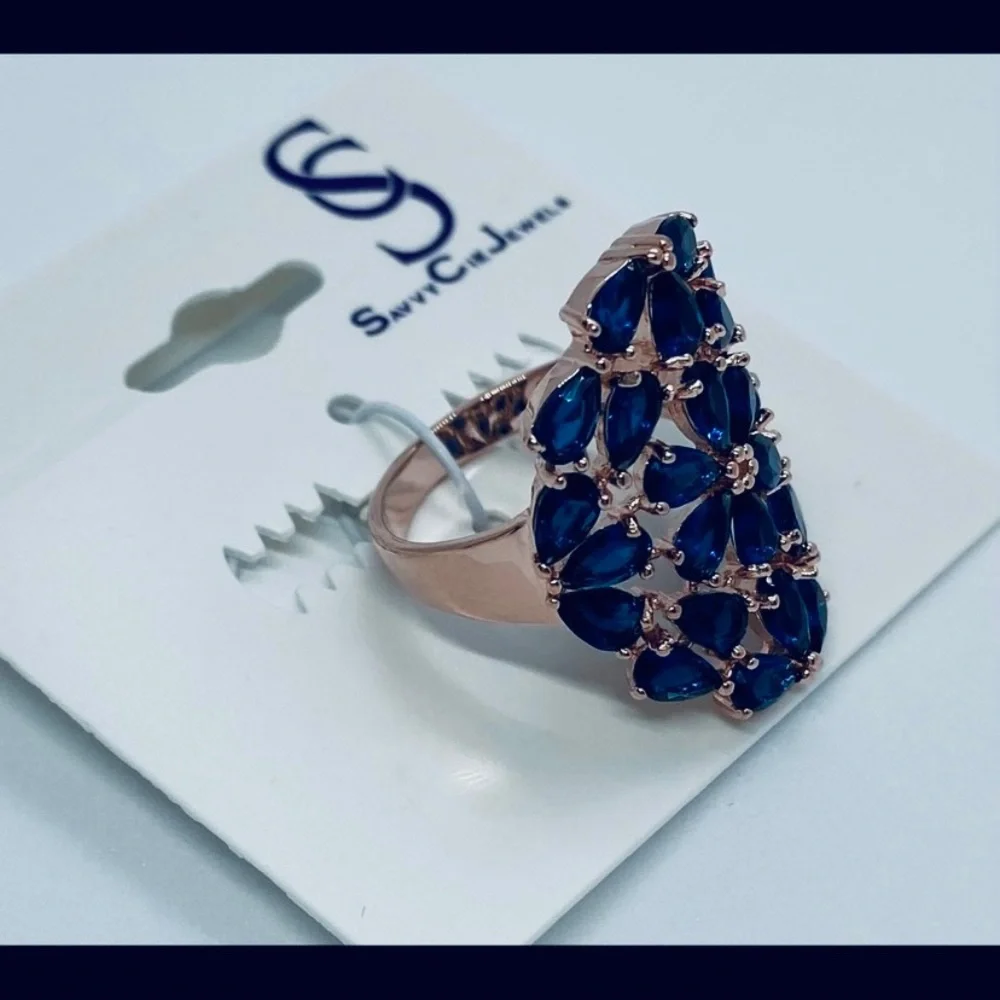 Savvy Cie Rose Gold Lab Created Sapphire Ring