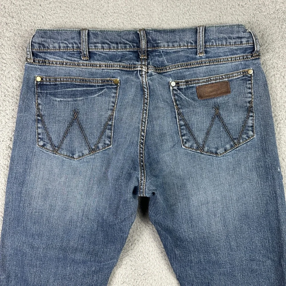 Wrangler Retro Slim Straight Jeans Mens 36x32 (Fits 35x29) Blue Stretch Denim