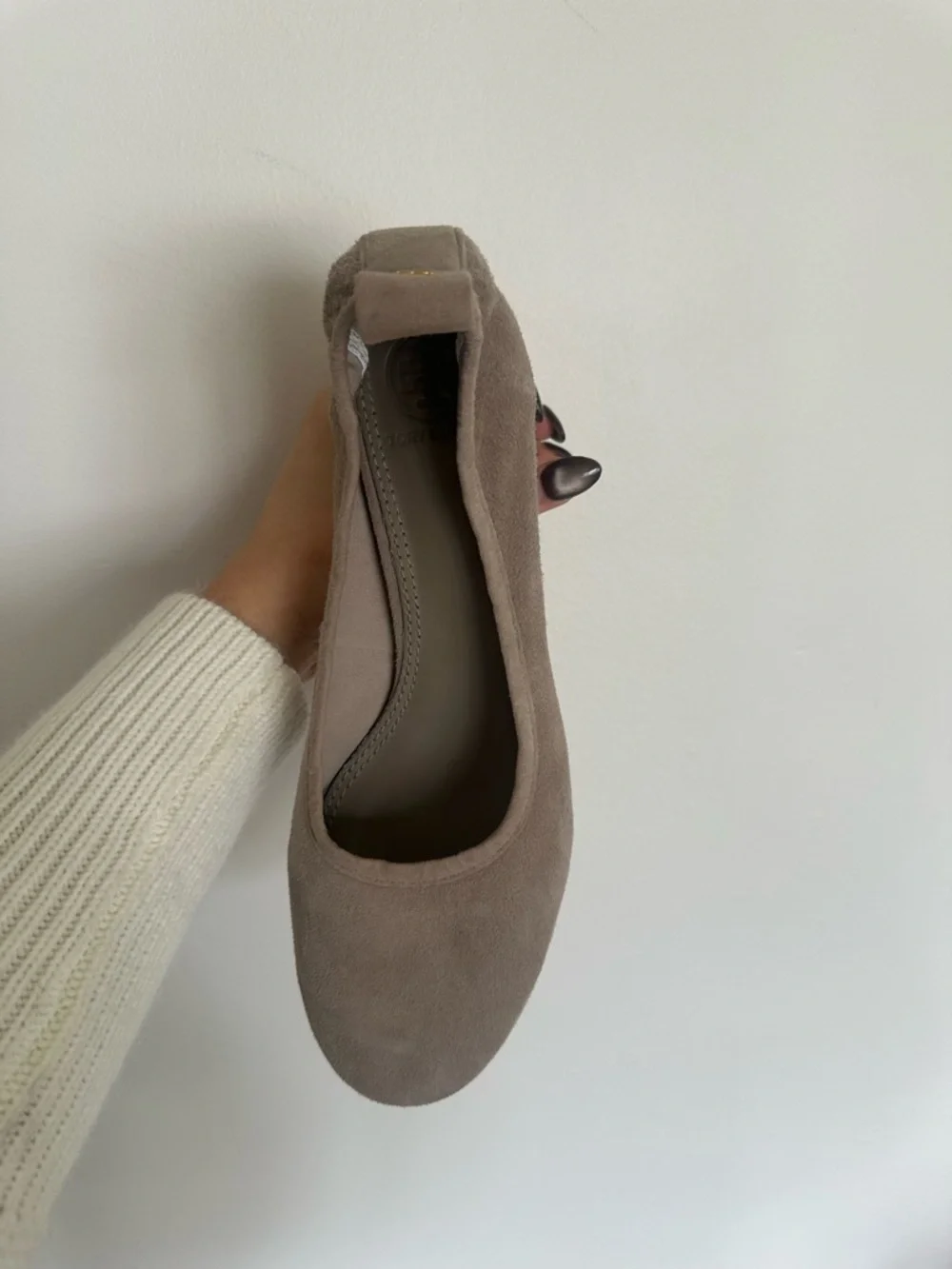 Tory Burch Suede Block Heel Pumps Taupe Size 7M EUC