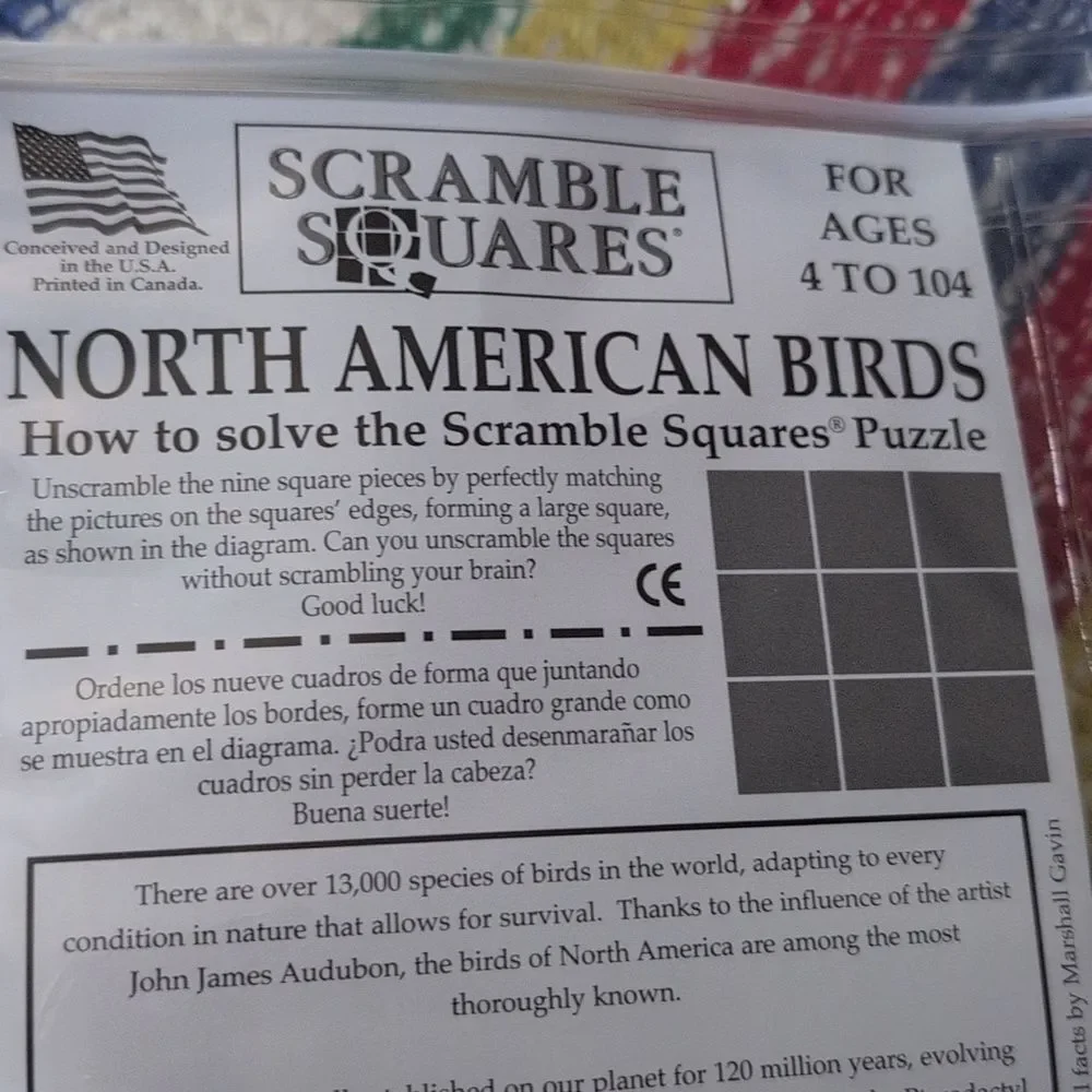 90s Vintage Scramble Squares North American Birds Puzzle NIP‎