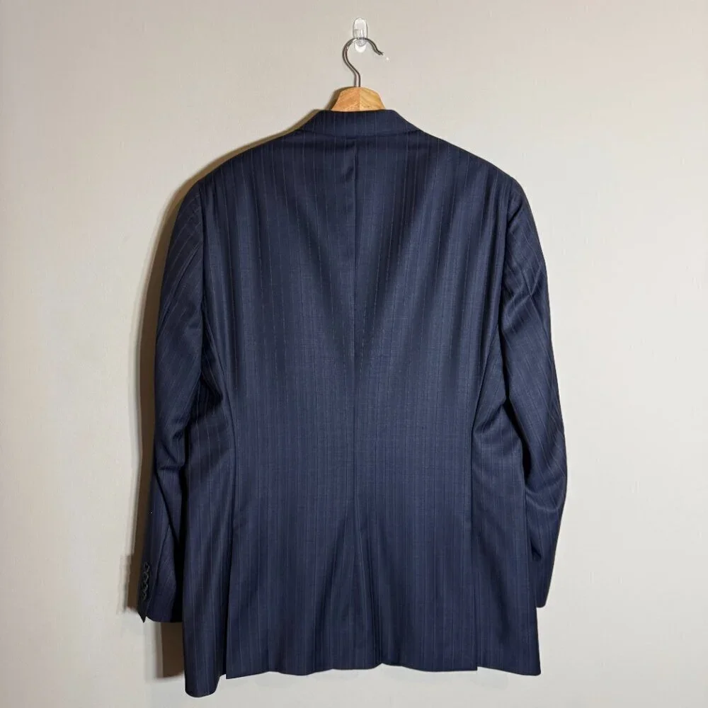 Hart Schaffner Marx Pinstripe Wool Sport Coat Dinner Jacket Blazer Men 44L Navy