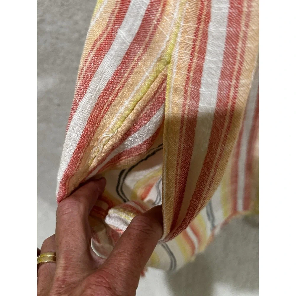 Free People‎ Summer Nights Striped Tunic Dress Size M Raw Edge Multicolor Beach