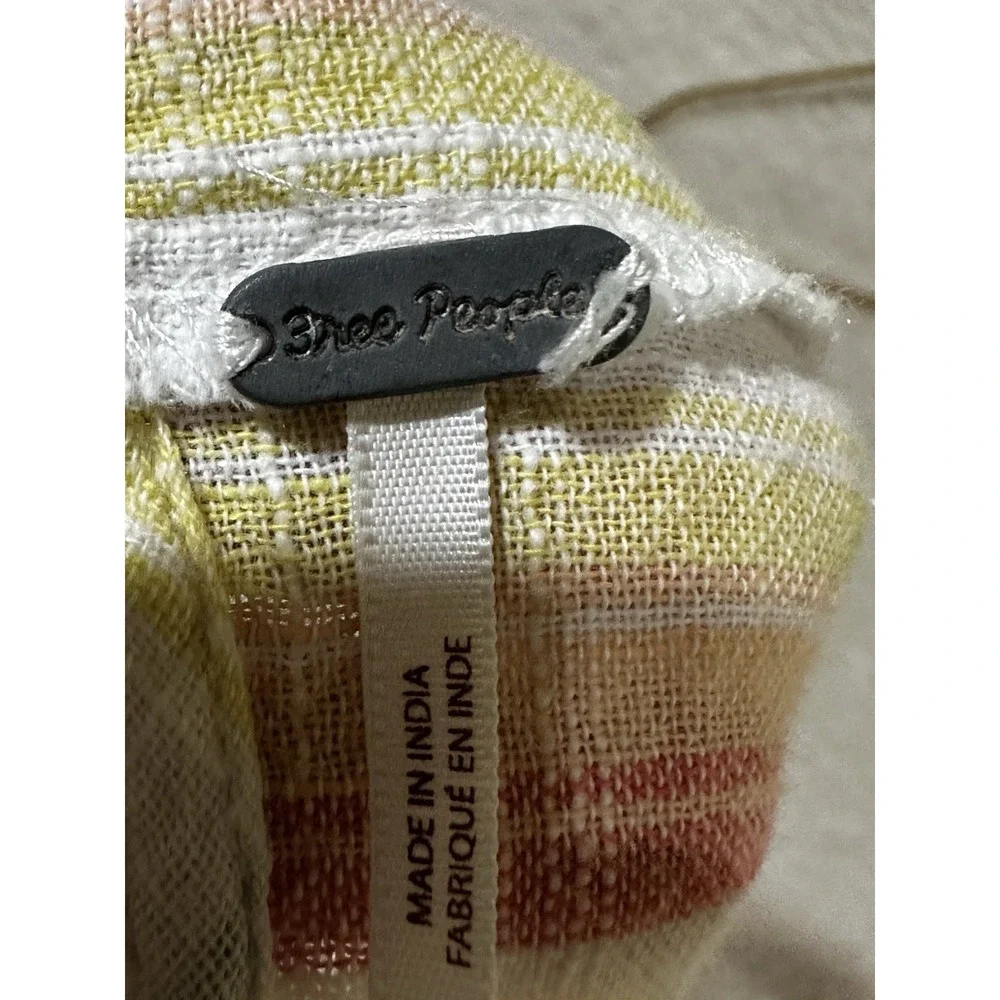 Free People‎ Summer Nights Striped Tunic Dress Size M Raw Edge Multicolor Beach