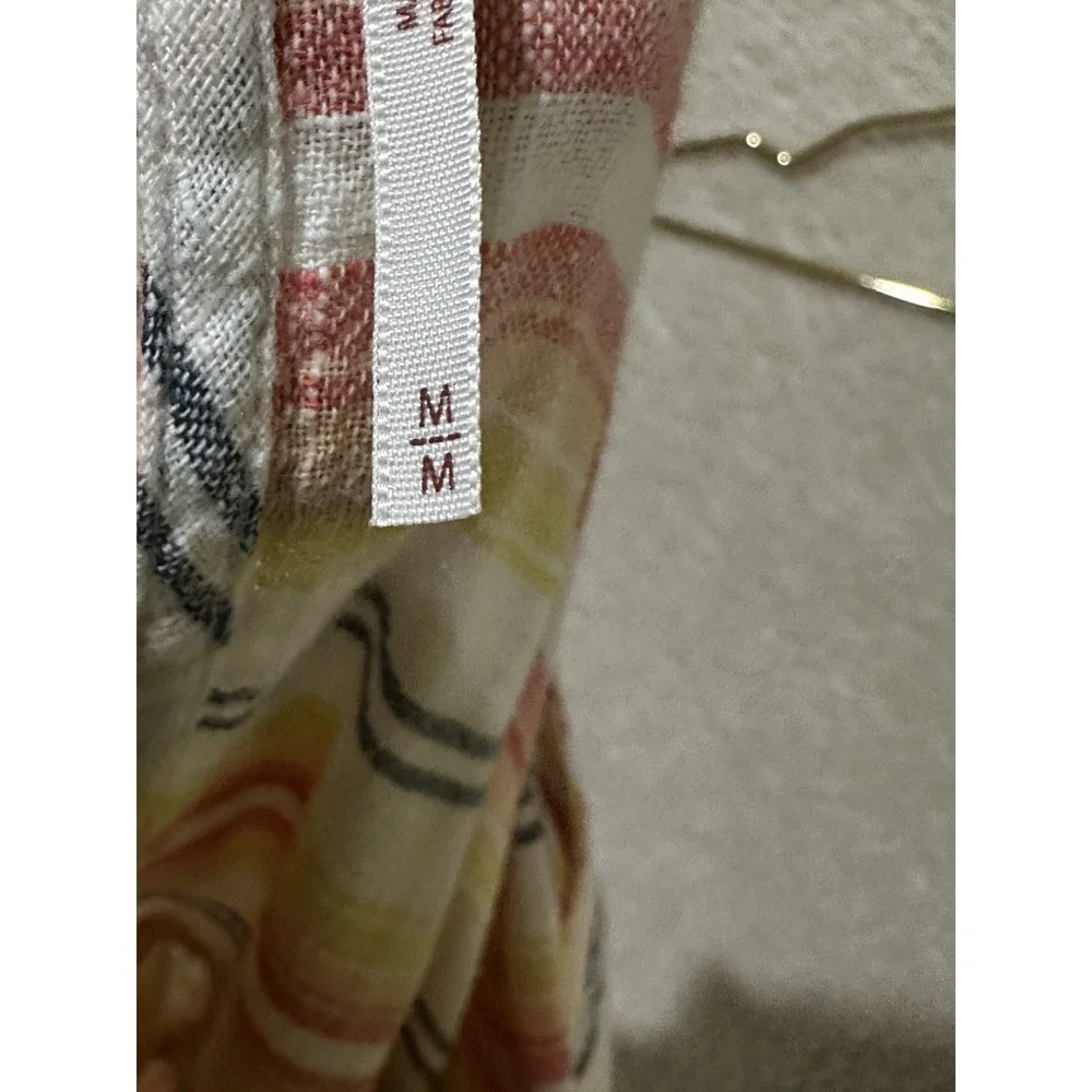 Free People‎ Summer Nights Striped Tunic Dress Size M Raw Edge Multicolor Beach