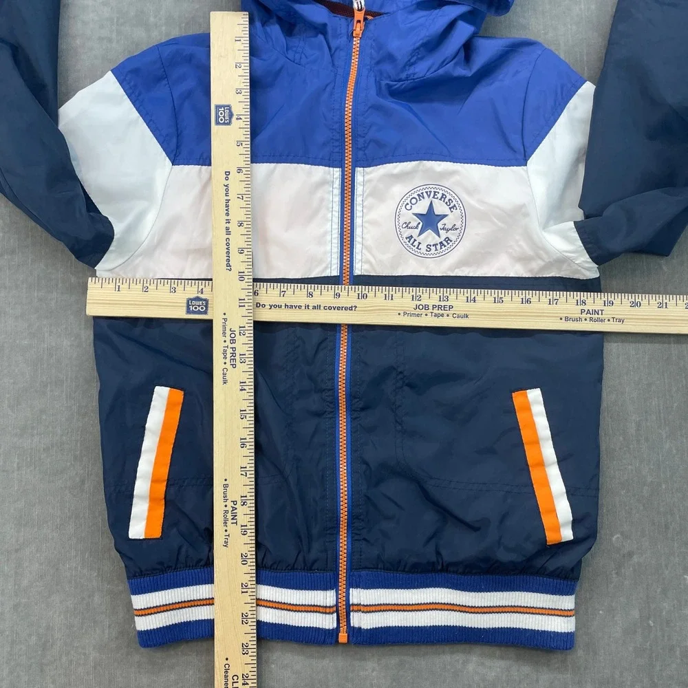 Converse Kids Large‎ 12-13 Blue Colorblock Windbreaker Jacket Hooded