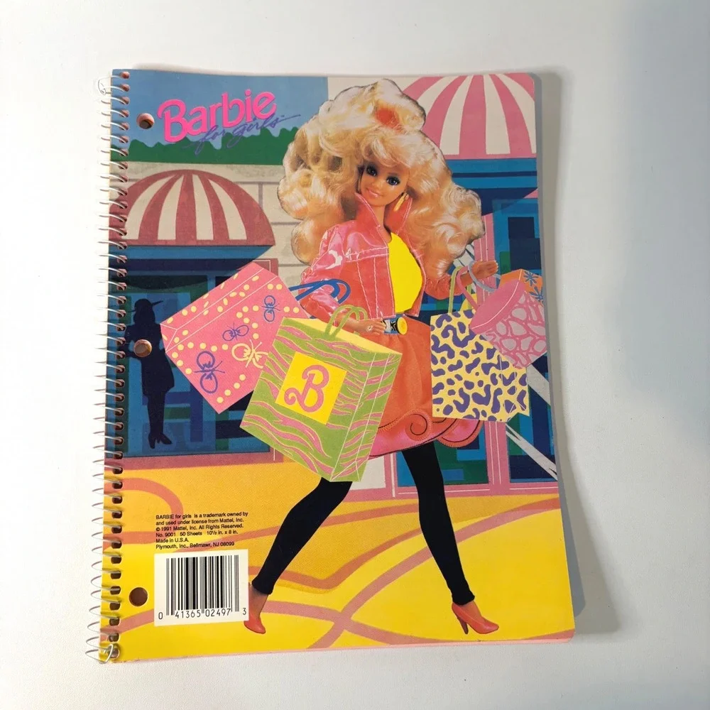 Vintage 1991 Barbie for Girls Spiral Notebook 50 Sheets NEW 90s